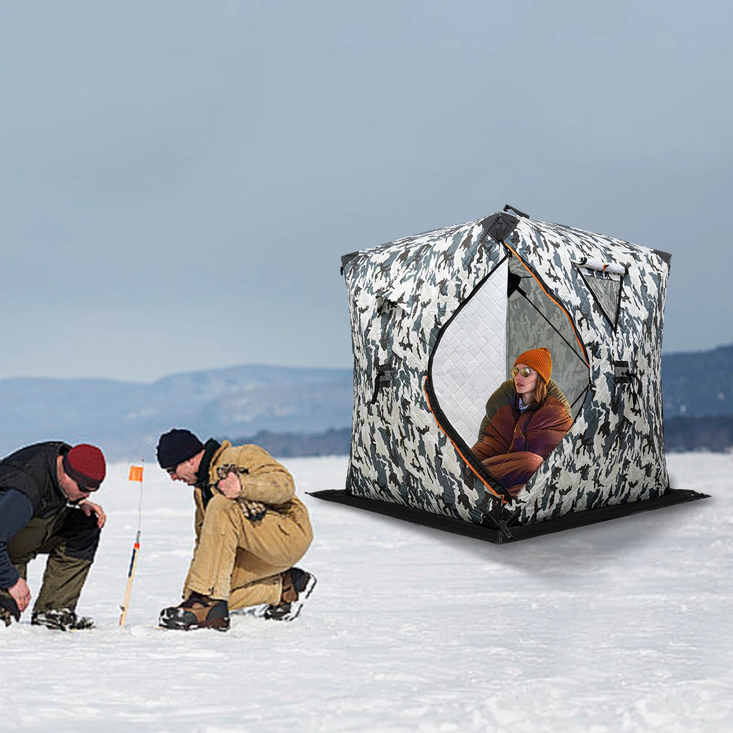 Bymaocar Ice Fishing Tent Outdoor Thermal Shelter Dual Zipper Windproof
