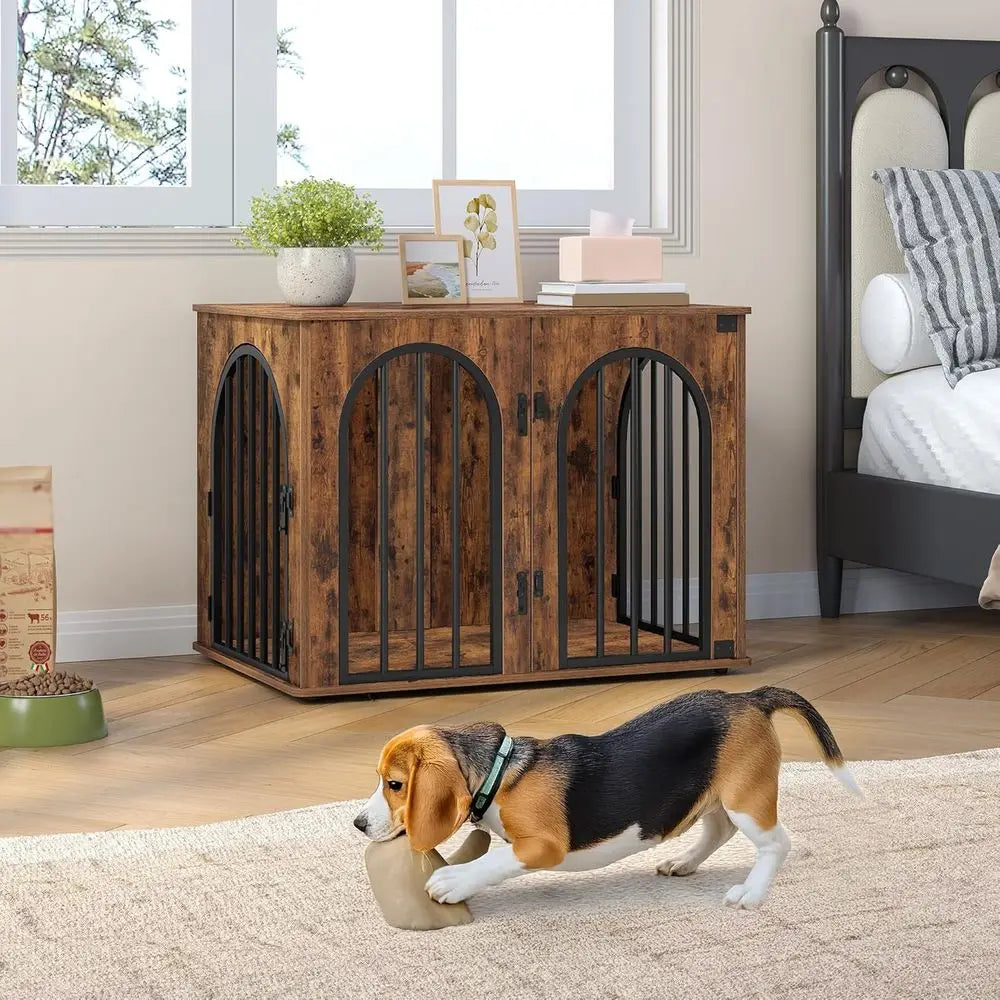 Wooden Dog Crate Indoor Kennel With Side Table Heavy Duty