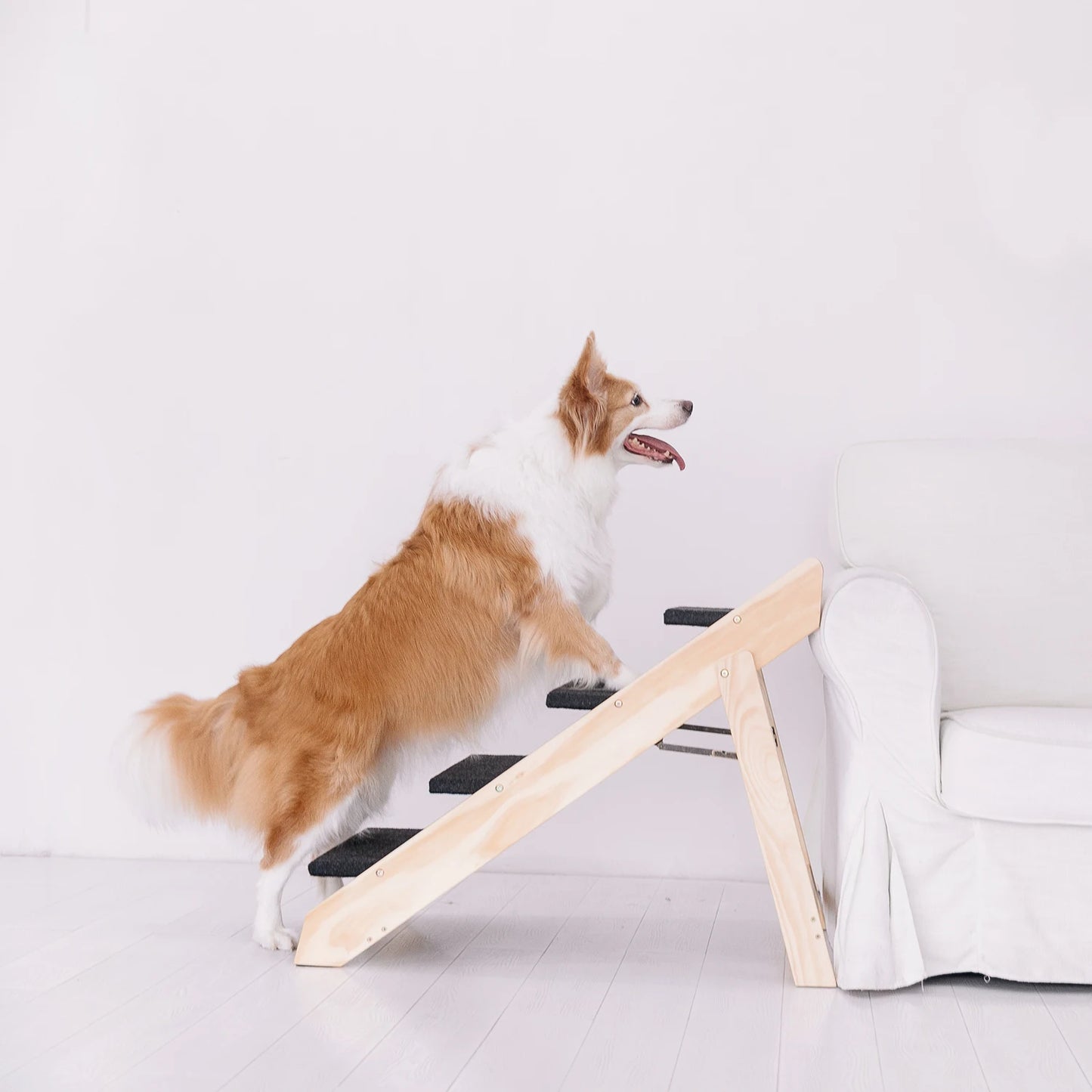 Wooden Portable Foldable Pet Stairs Ramp For Beds And Cars