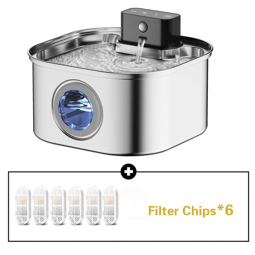Wireless Stainless Steel Pet Water Fountain Automatic Cat Water Feeder