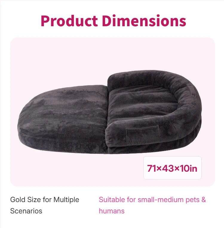Dual-Use Pet Bed Foldable Cozy Cuddler for Pets and Owners