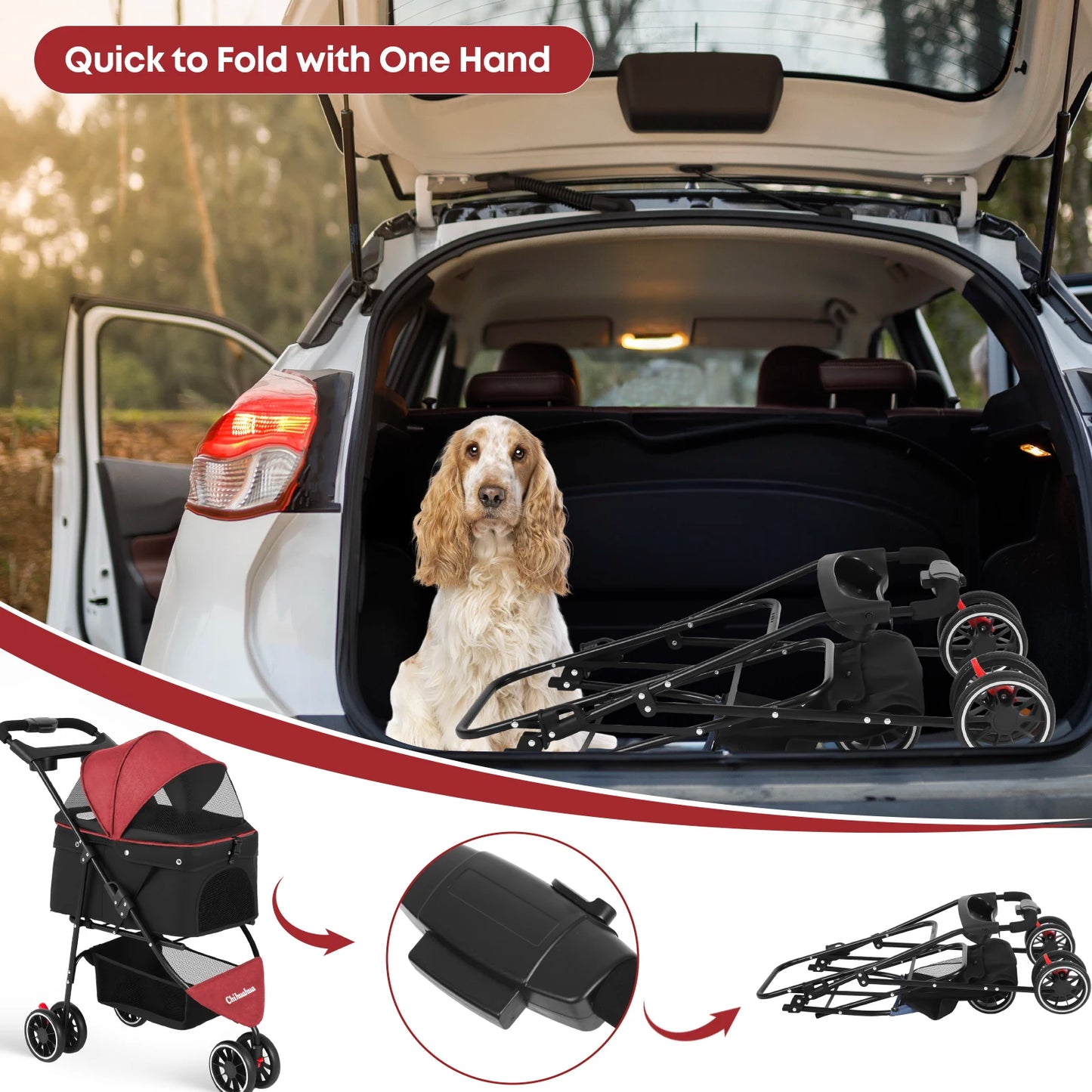 CHIHUAHUA Pet Stroller For Small And Medium Cats And Dogs