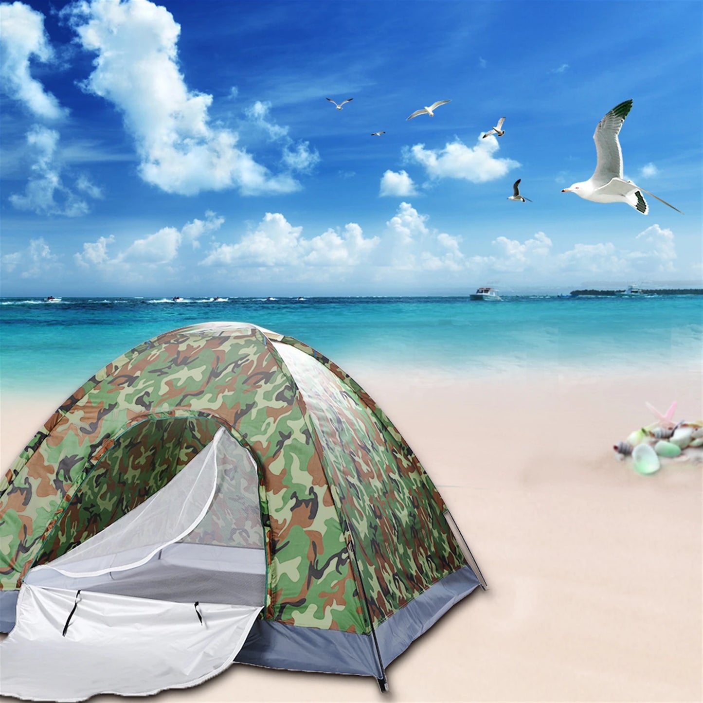 Family Camping Dome Tent Waterproof UV Proof With Fiberglass Poles