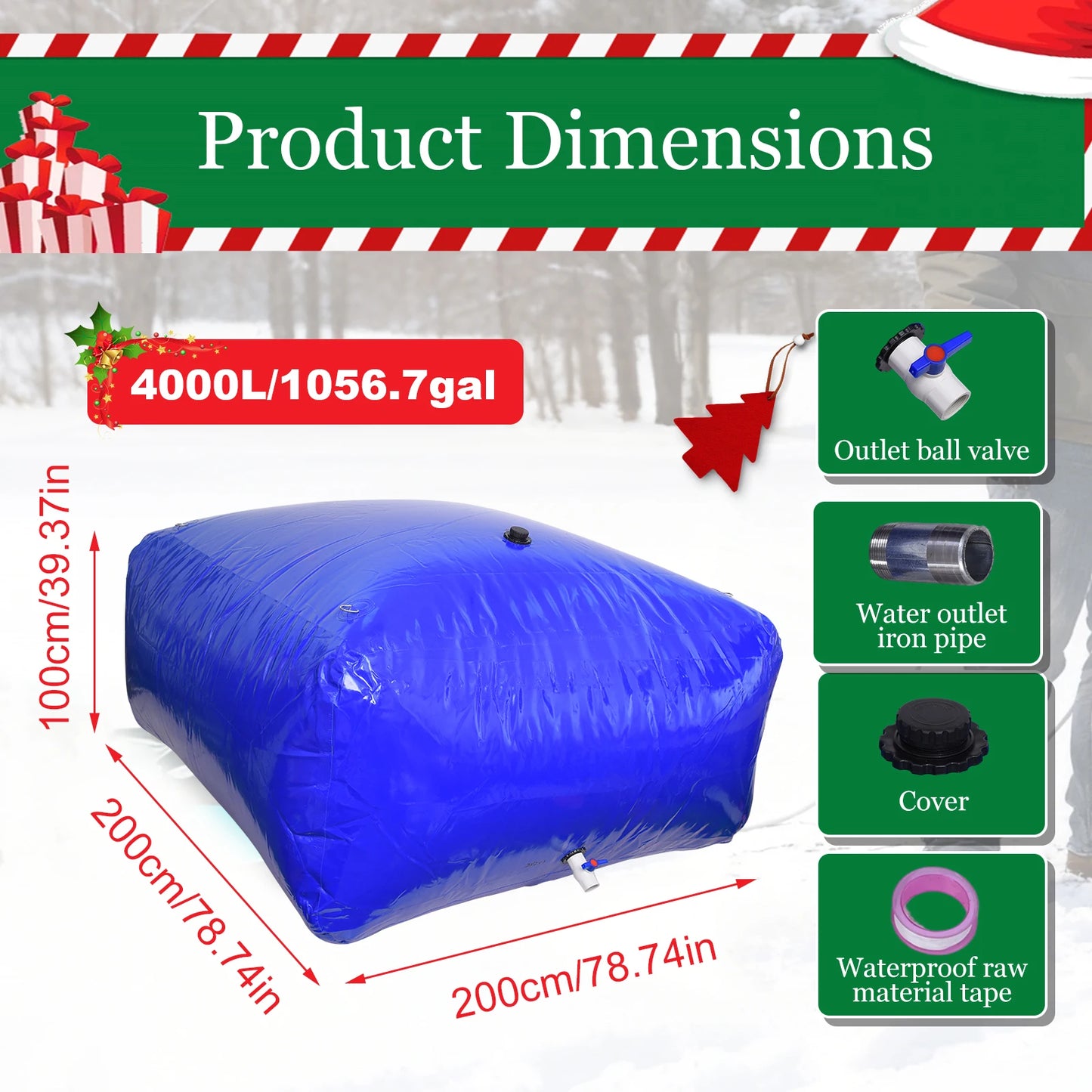 Water Storage Bladder Foldable Soft Water Bag With Valve