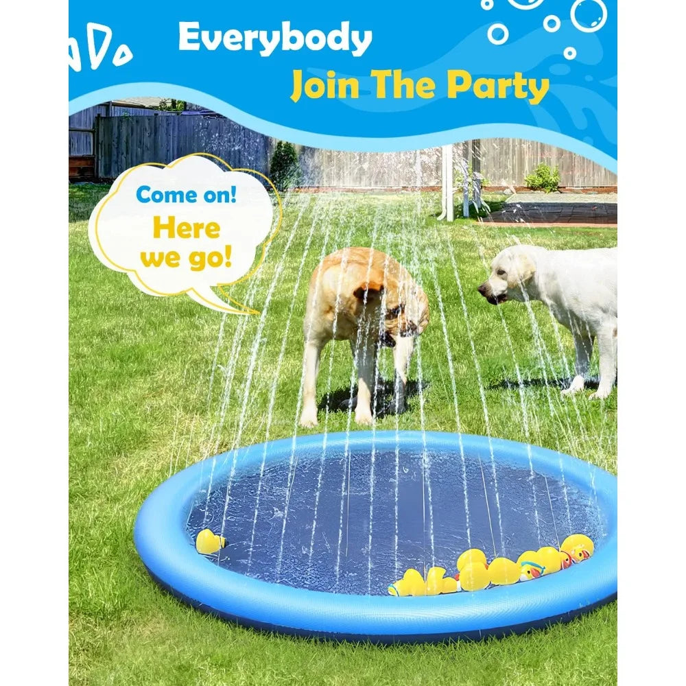 Splash Pad for Dogs and Kids Anti Slip Outdoor Water Play Mat Backyard