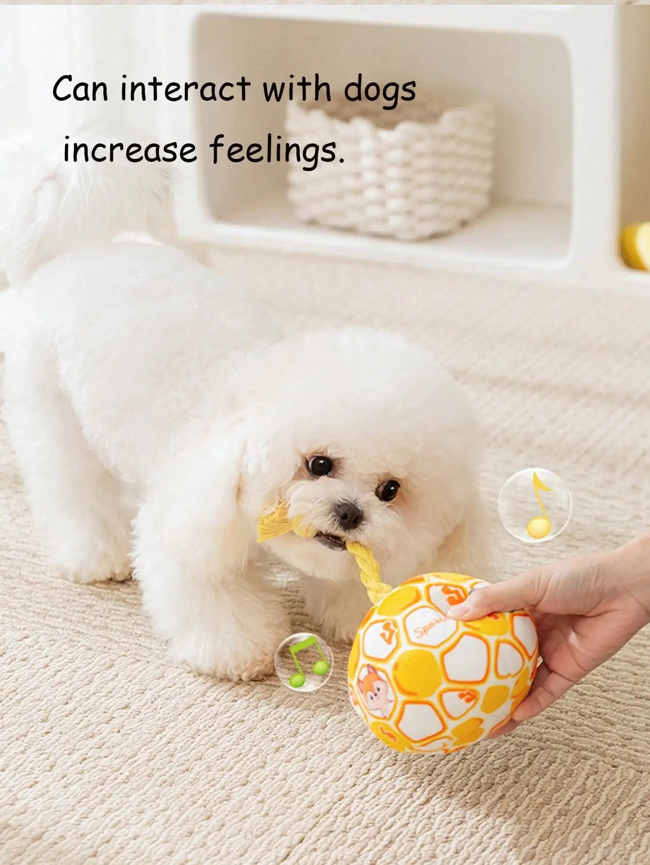 Cartoon Pattern Dog Toy Ball With Rope Squeaky Durable Interactive