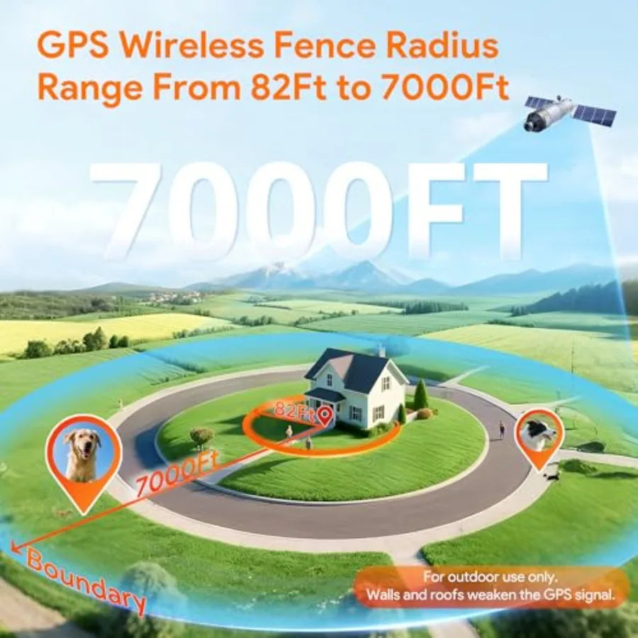 Outdoor GPS Dog Fence System With Waterproof Collar Beep Vibration