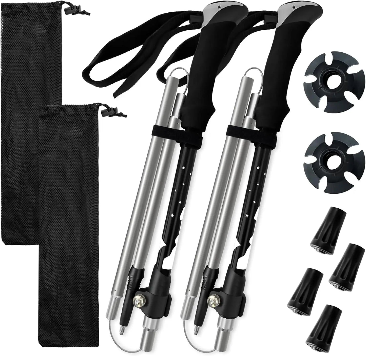 Foldable Aluminum Trekking Poles 2 Pack For Hiking
