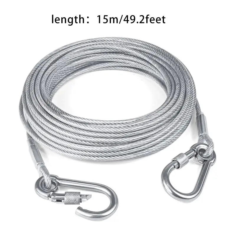 Double Headed Stainless Steel Dog Tie Out Cable Leash With Metal Buckle