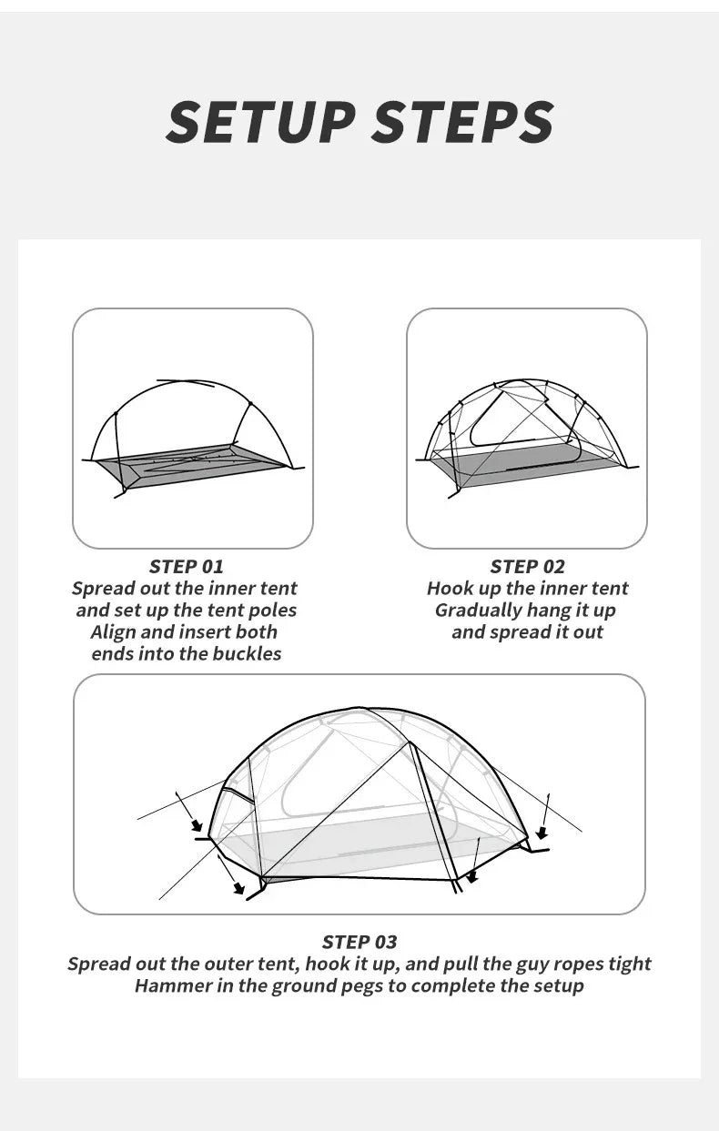 Naturehike Mongar Two Person Ultralight Camping Tent for Hiking