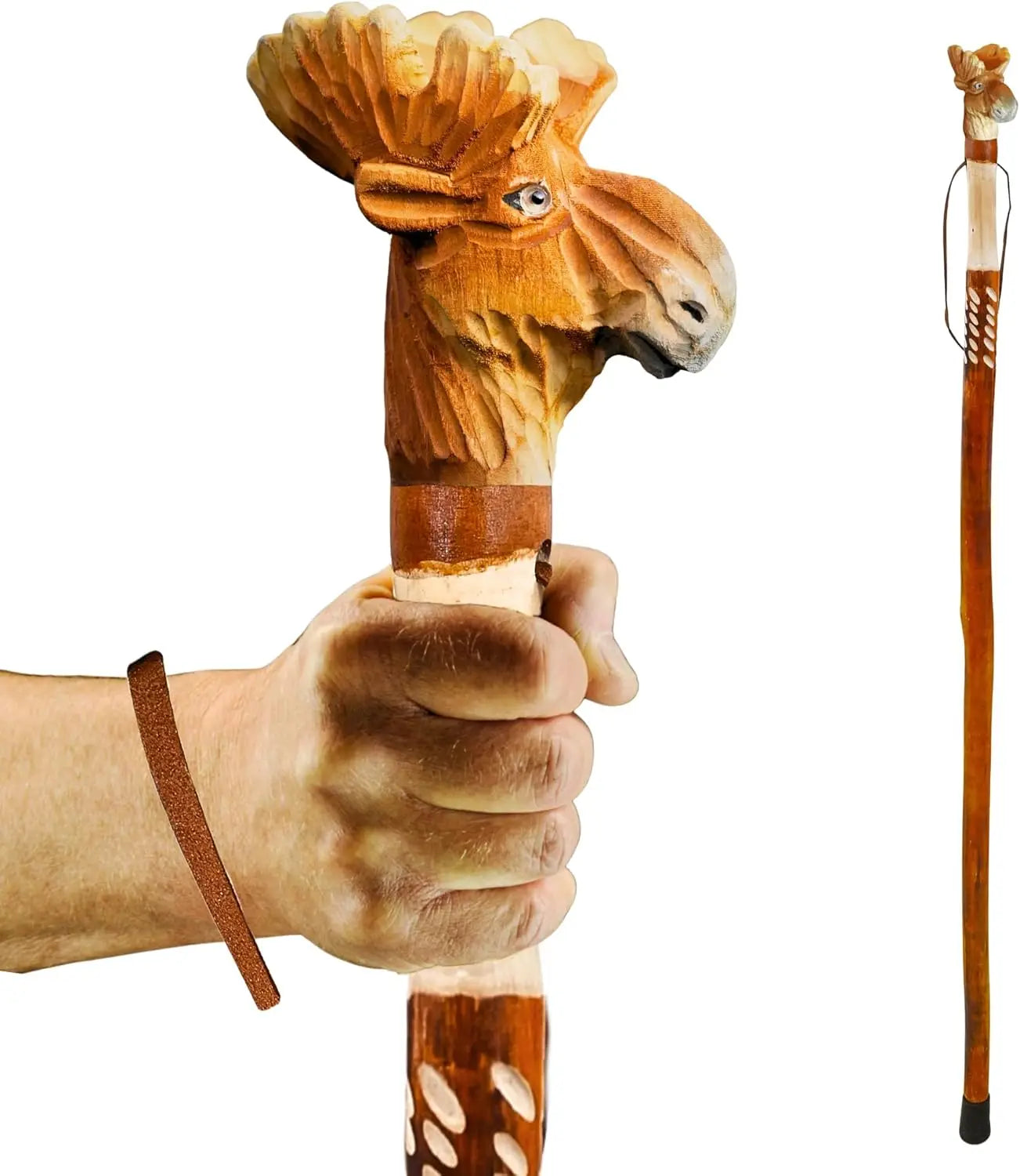 Carved Walking Stick With Animal Head Trekking Pole For Men Women Seniors