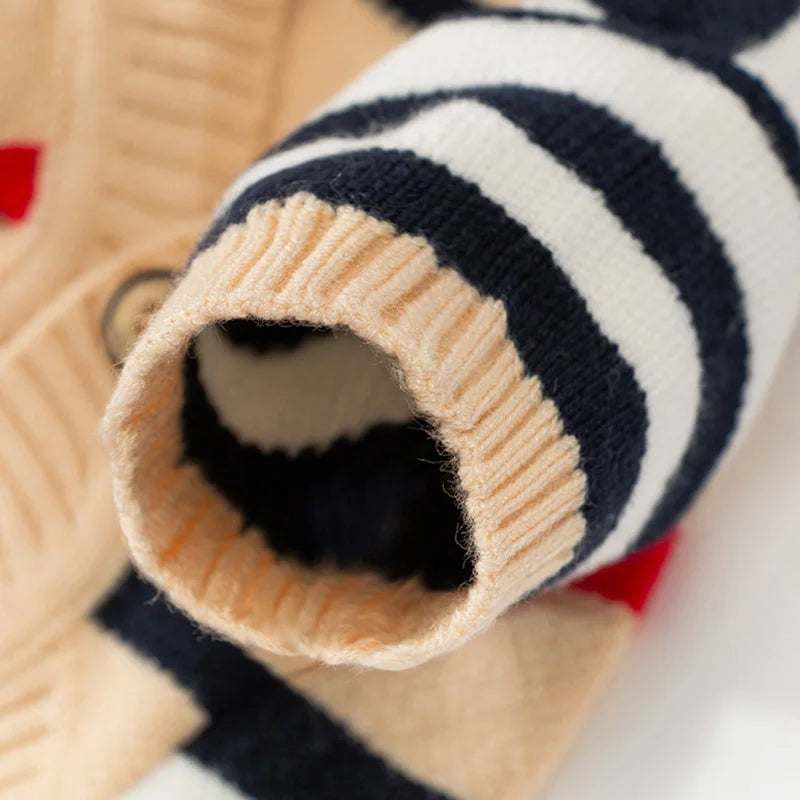 Striped Cotton Cardigan Sweater For Small Dogs And Kittens