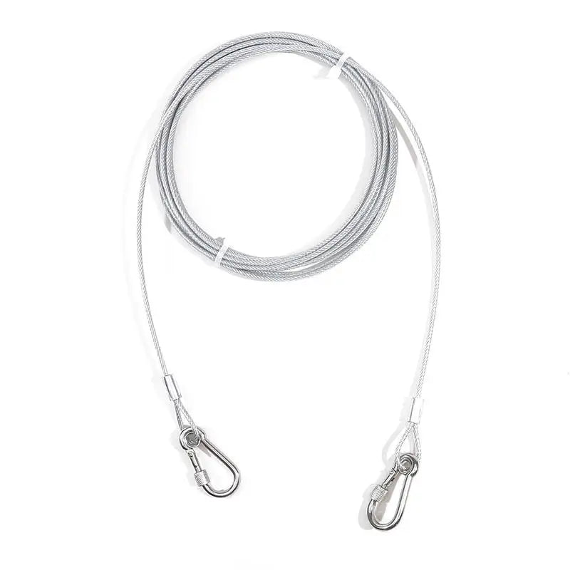 Double Headed Stainless Steel Dog Tie Out Cable Leash With Metal Buckle