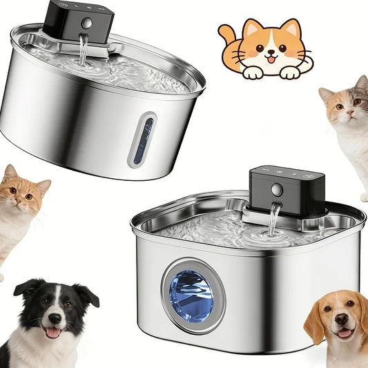 Wireless Stainless Steel Pet Water Fountain Automatic Cat Water Feeder