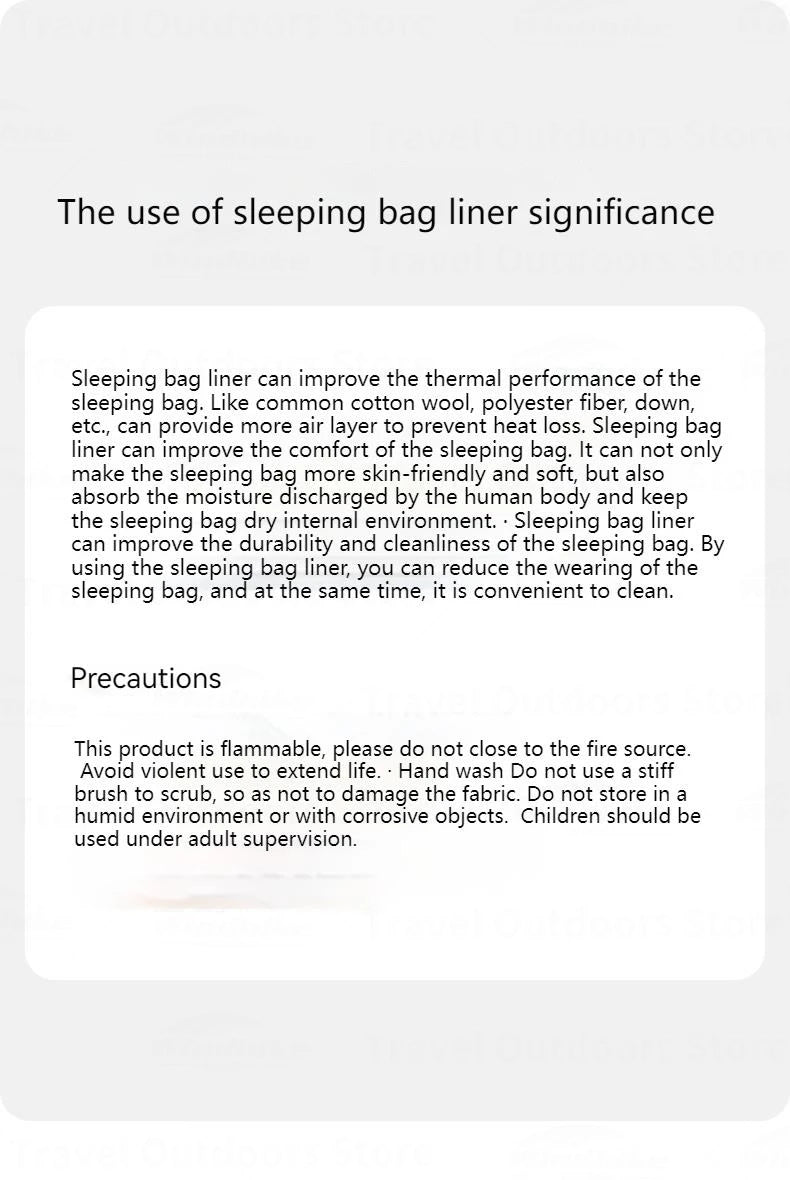 Ultralight 128g Sleeping Bag Liner Cotton Filled for Camping