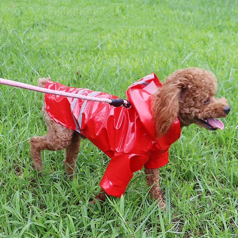 Waterproof PU Dog Raincoat With Hood For Pets