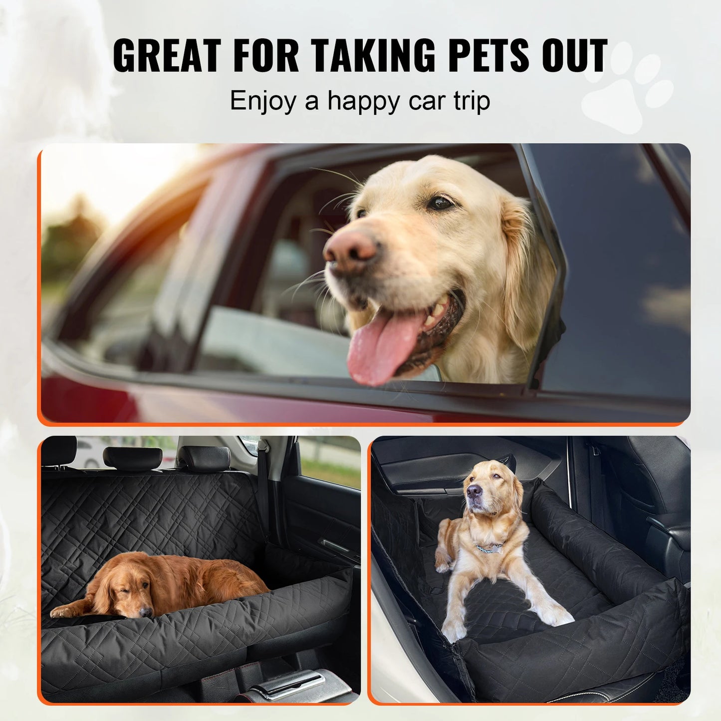 SucceBuy Dog Car Seat Waterproof Booster With ClipOn Leash