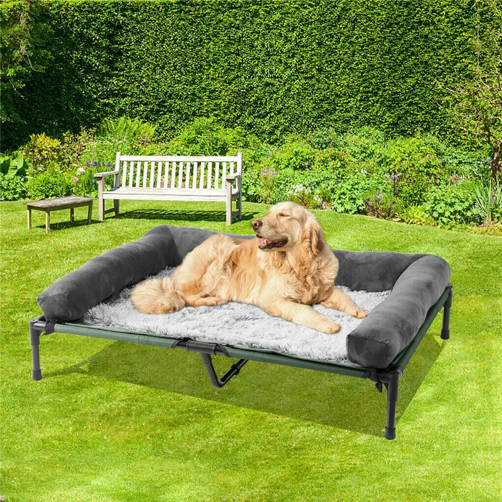 Bingopaw Elevated Cooling Dog Bed With Mesh Bolster Indoor Outdoor