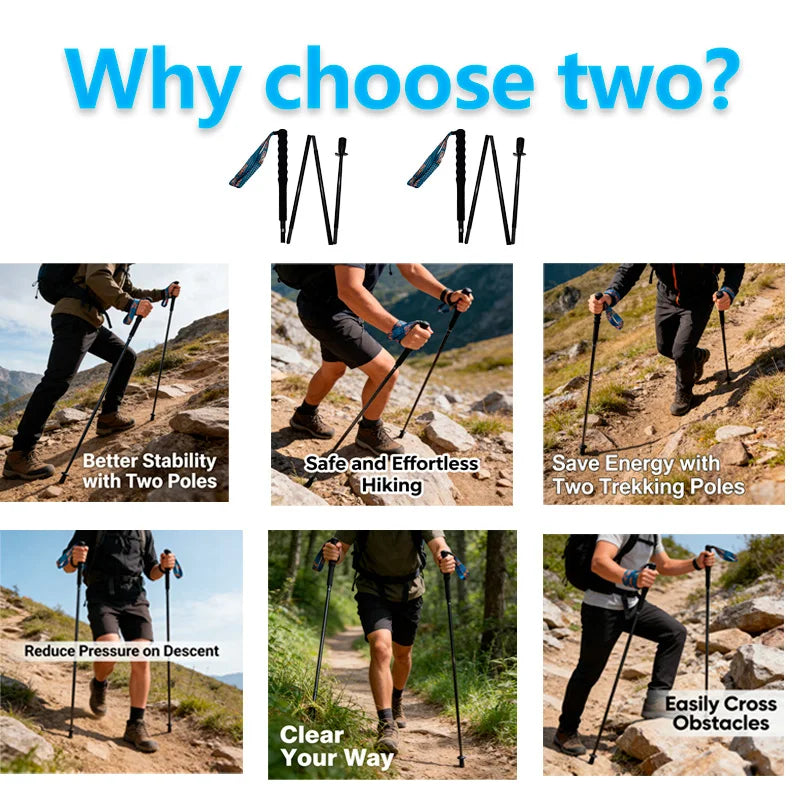 OKHEALING Ultra Light Trekking Poles Folding Carbon Fiber