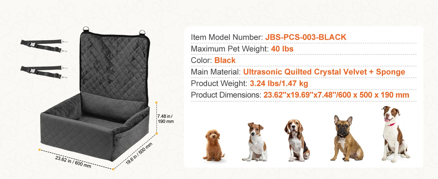 SucceBuy Dog Car Seat Waterproof Booster With ClipOn Leash