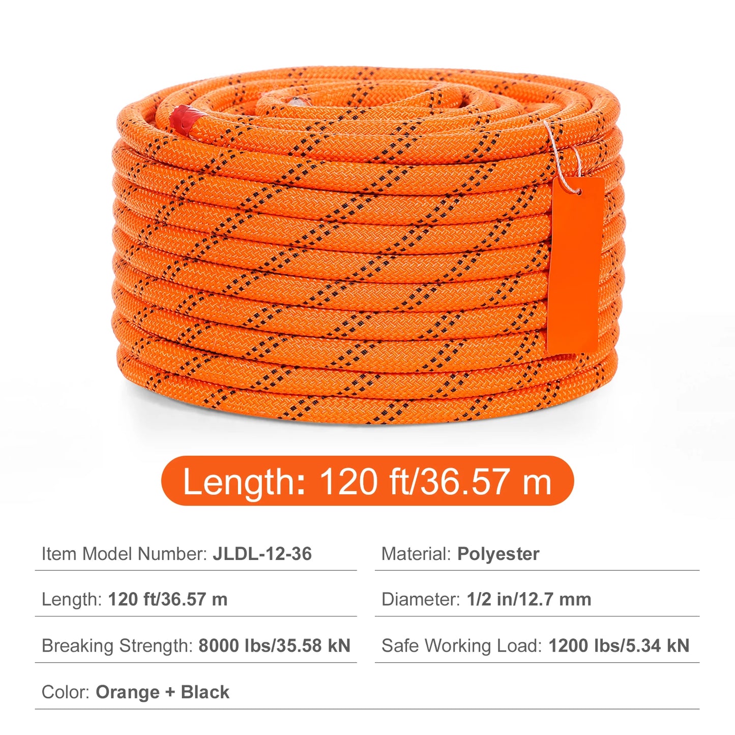 SucceBuy 120ft Dual-Weave Polyester Cord 3/8 1/2 inch 48-Strand Multi-Use Rope for Arborist Activities Adventures Versatile