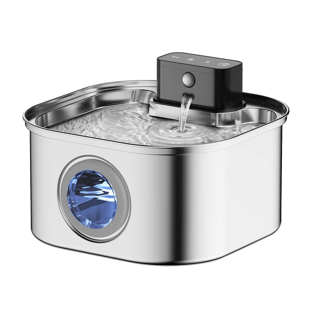 Wireless Stainless Steel Pet Water Fountain Automatic Cat Water Feeder