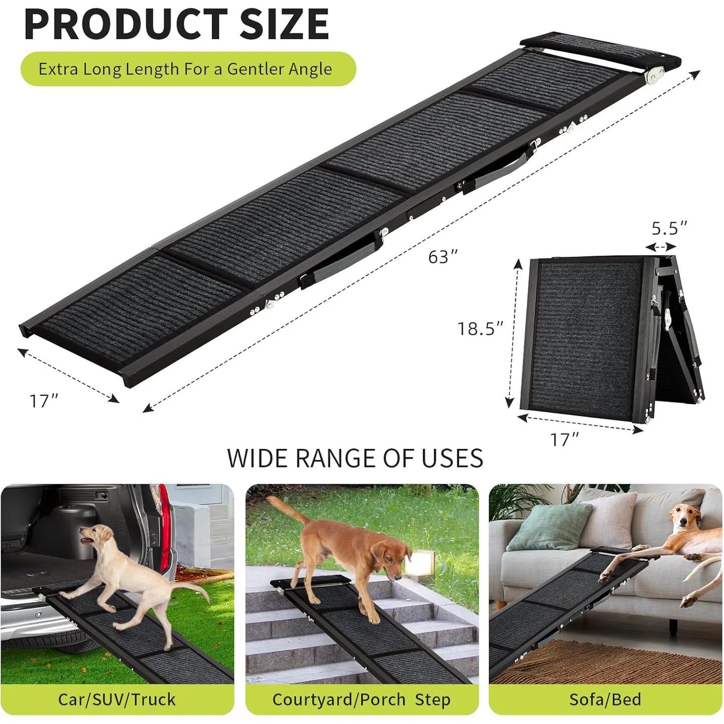 HiMISS Upgraded Dog Ramp for Cars Folding Pet Ramp NonSlip