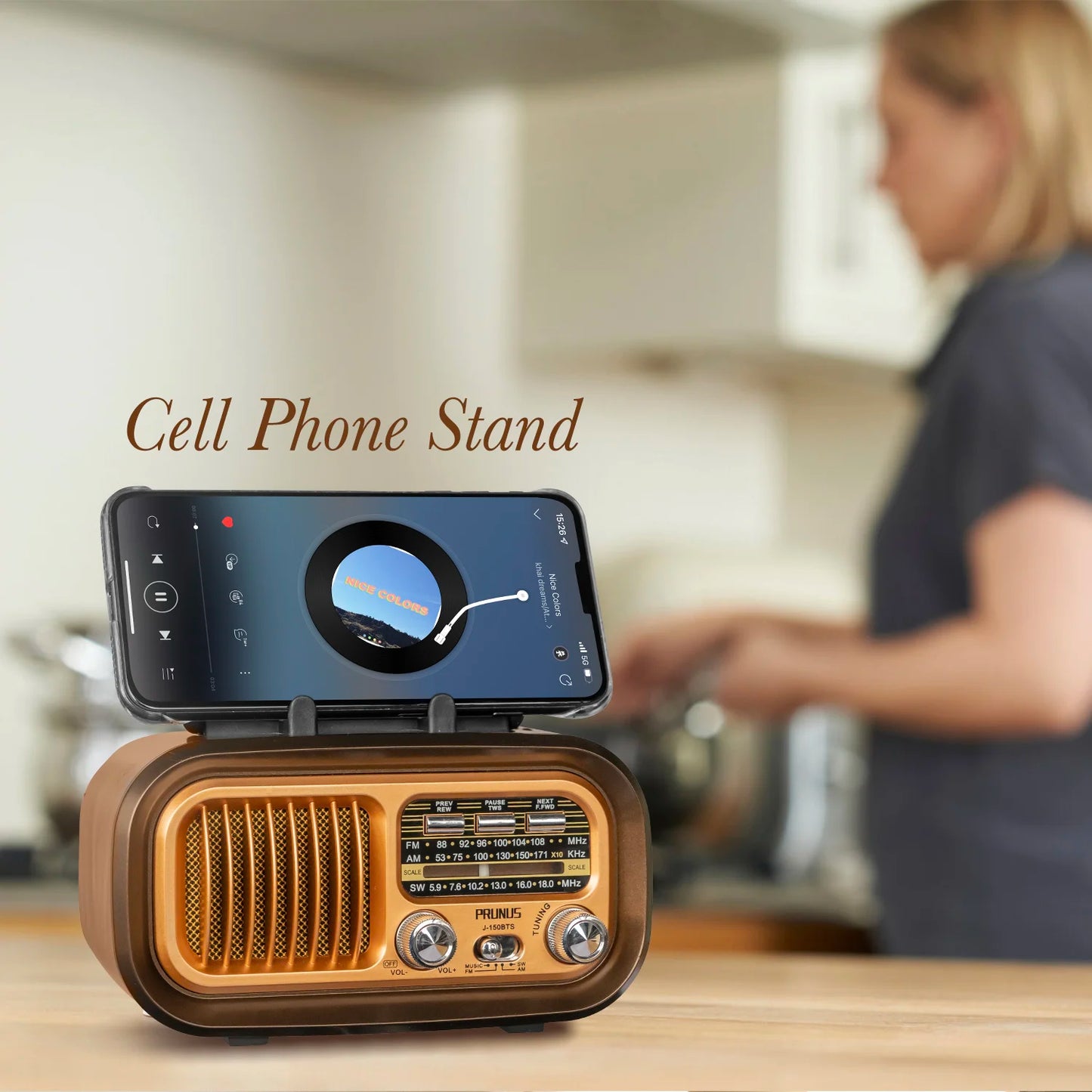 PRUNUS J-150 Retro Bluetooth Radio AM FM Portable Solar Battery