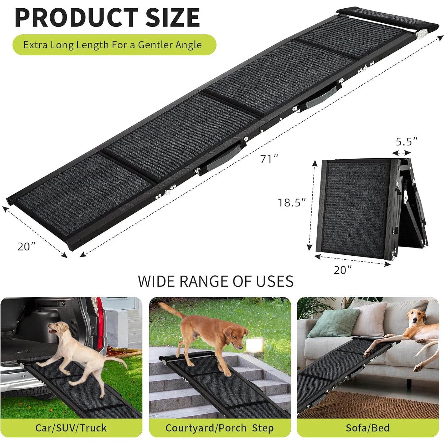 HiMISS Upgraded Dog Ramp for Cars Folding Pet Ramp NonSlip