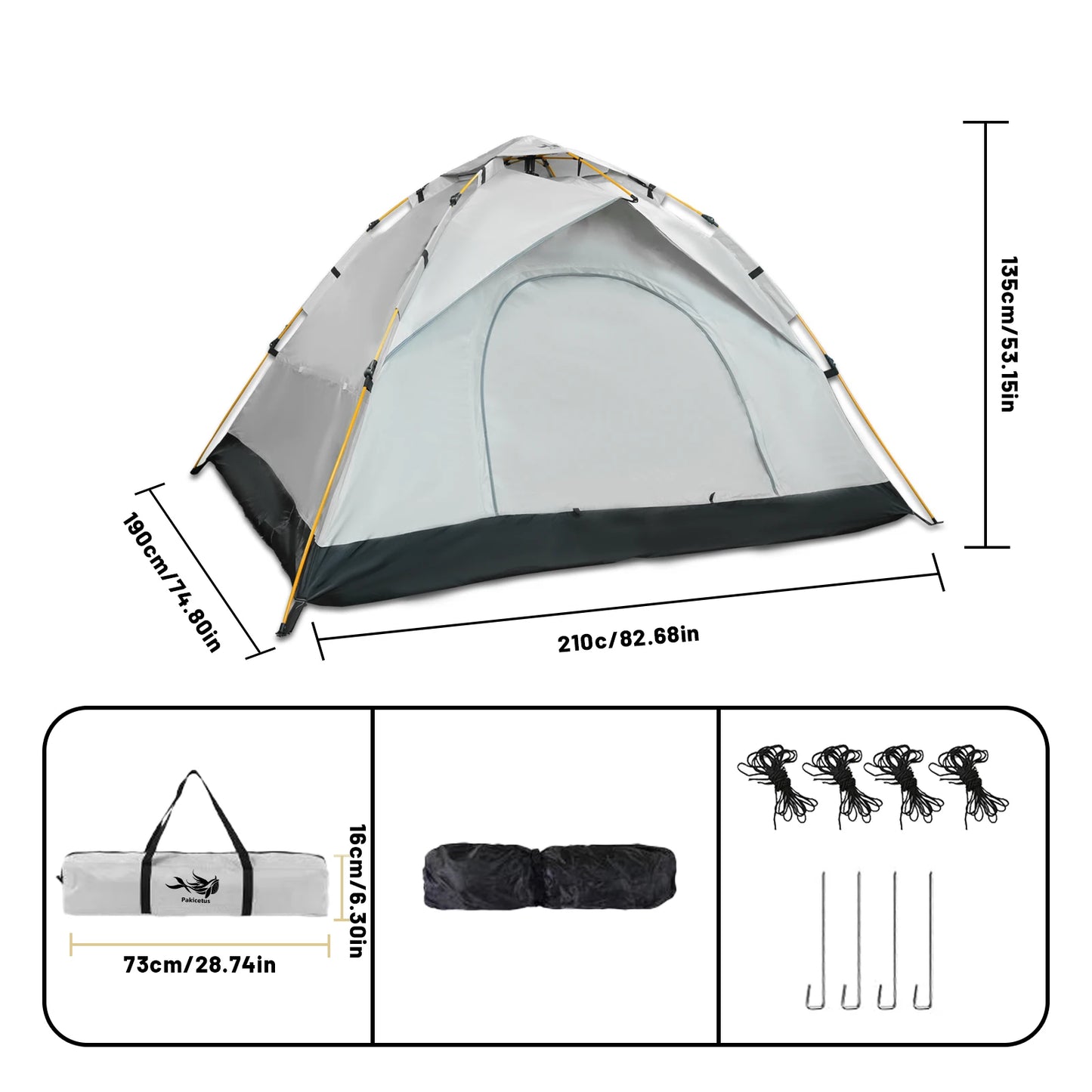 Pakicetus Family Camping Tent Windproof Easy Setup Lightweight