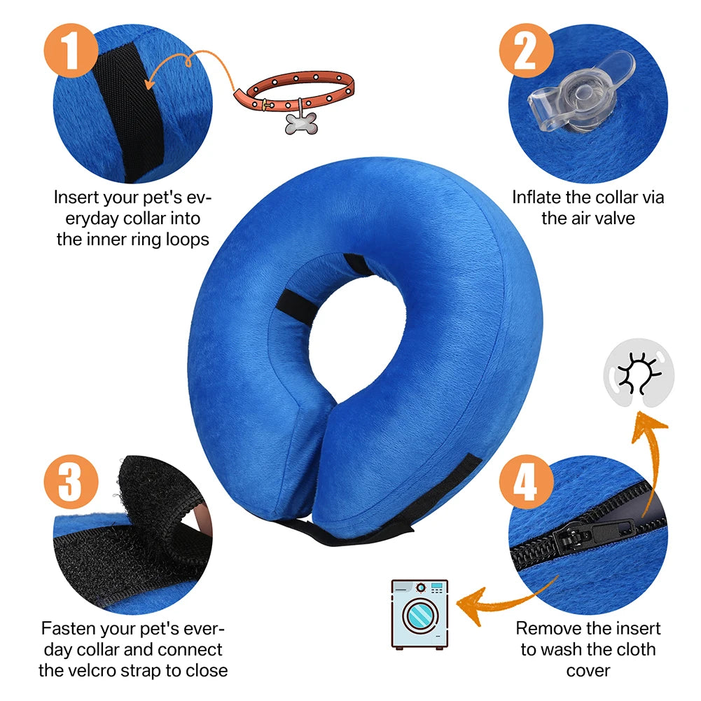 Inflatable Dog Recovery Collar Soft Protective Cone For Postoperative Care