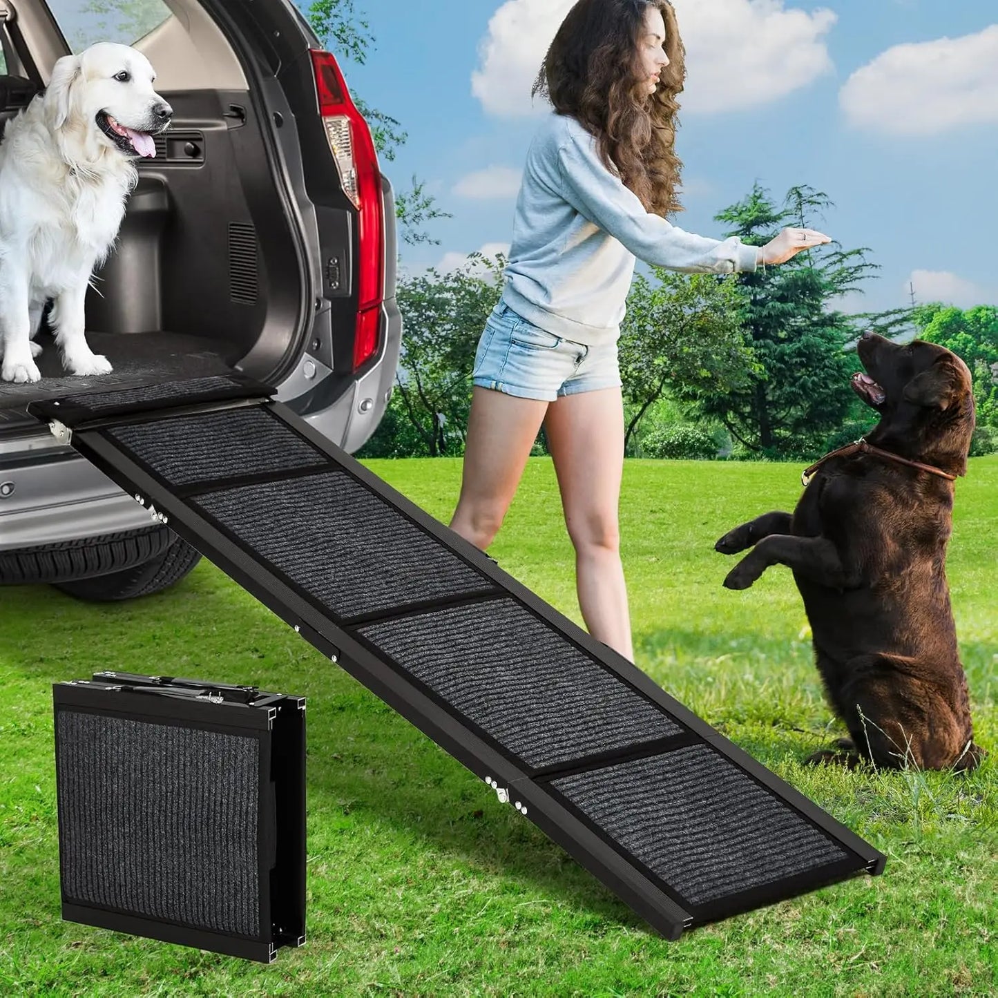 HiMISS Upgraded Dog Ramp for Cars Folding Pet Ramp NonSlip