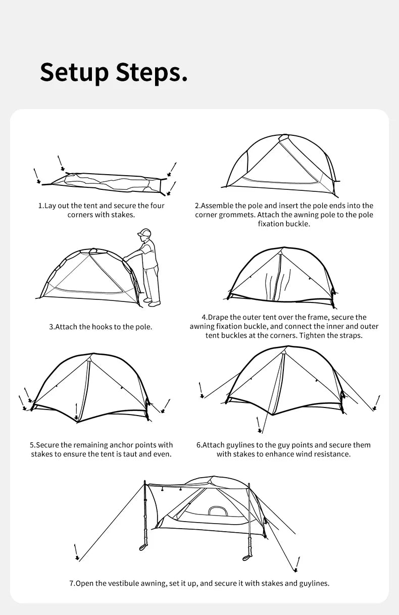 Naturehike Mongar Ultralight Backpacking Tent 15D Nylon Waterproof