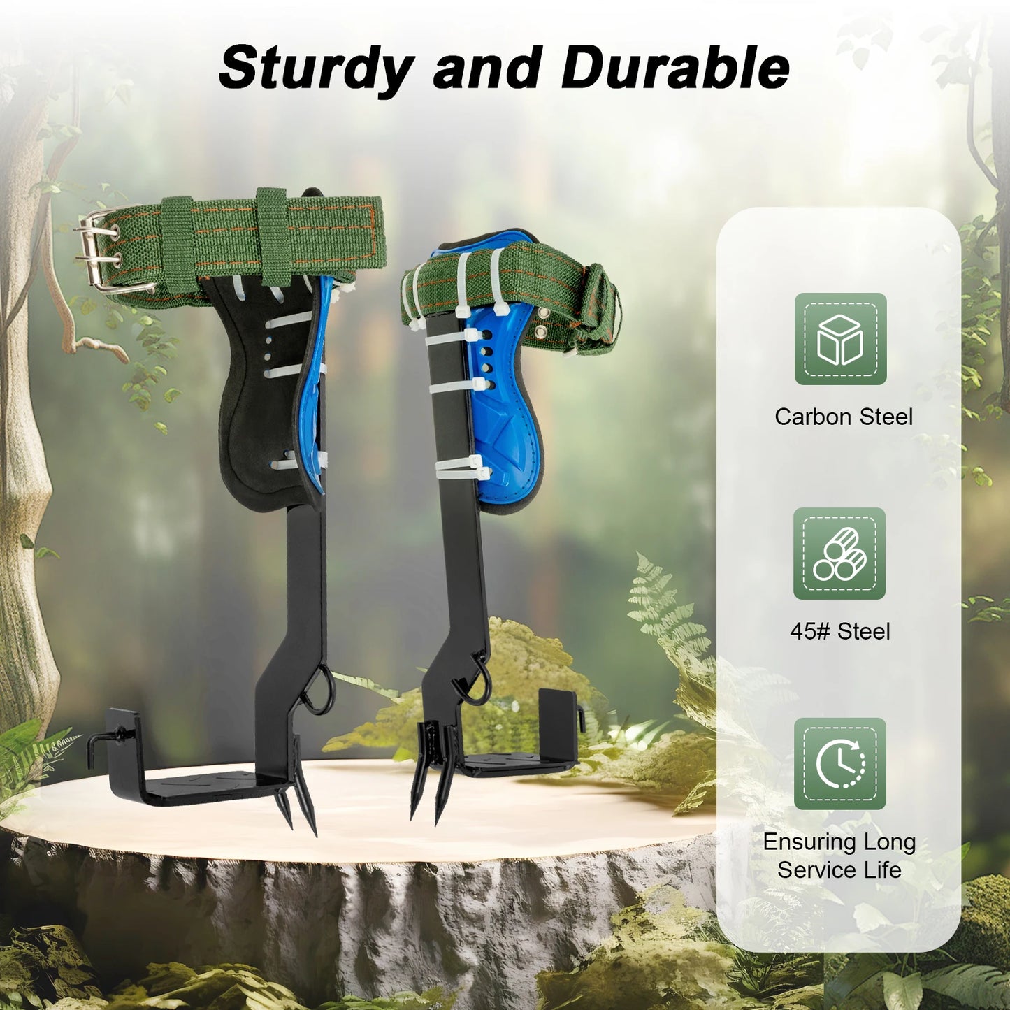 Professional Tree Climbing Spikes Kit With Safety Harness Capacity 220lbs
