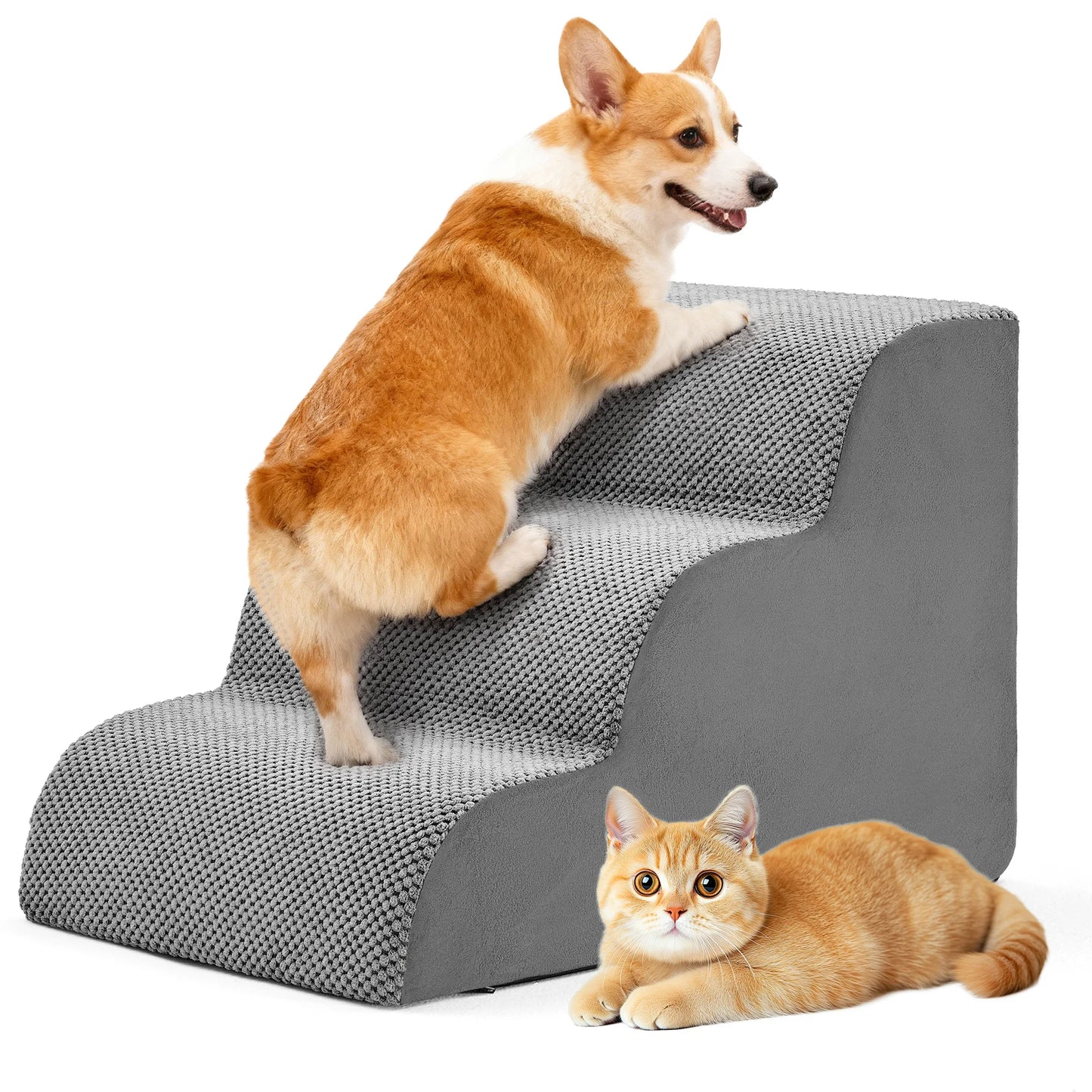JHK 3-5 Step Foam Stairs Ramp for Small Dogs Indoor