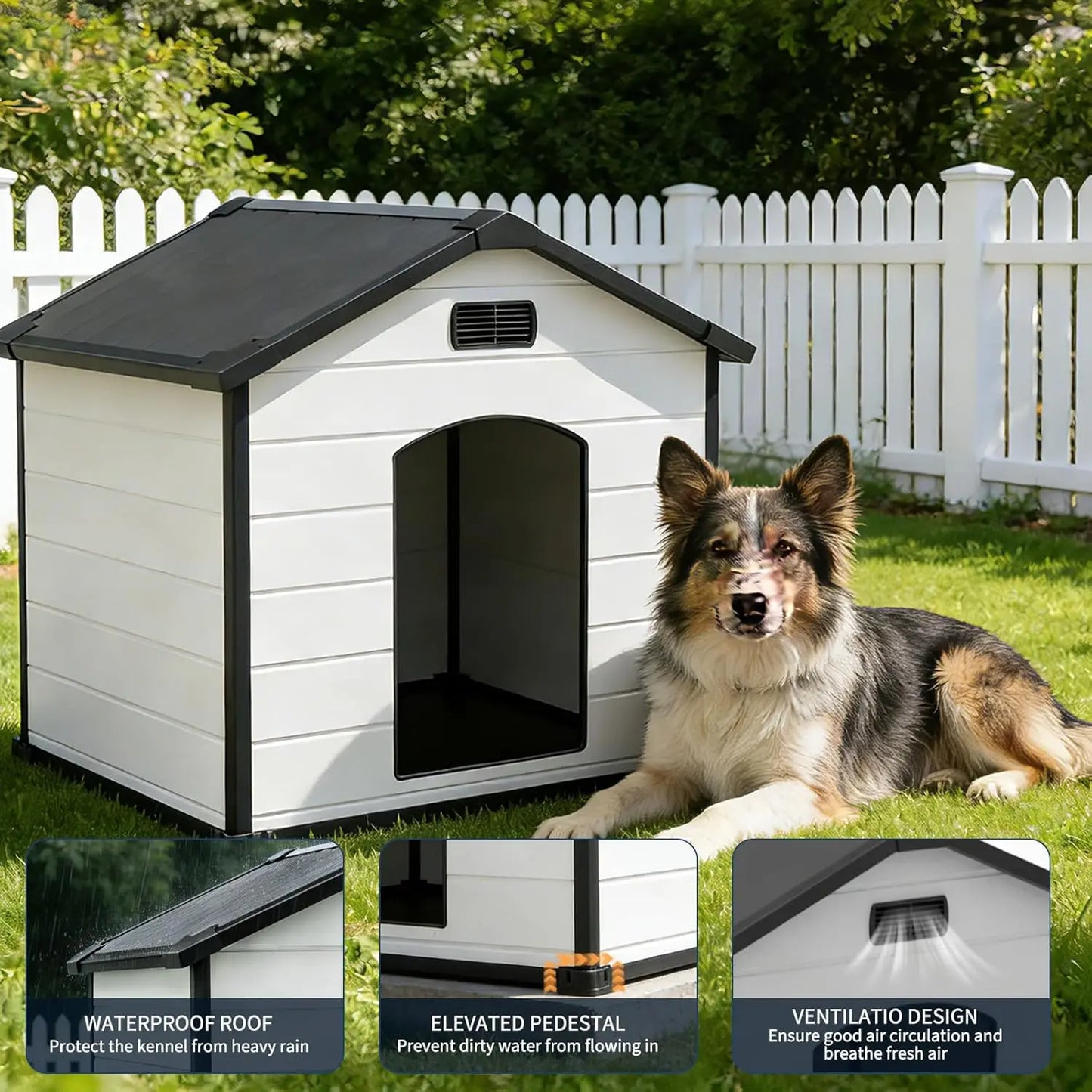 HiMISS Indoor Outdoor Waterproof Dog House With Removable Roof