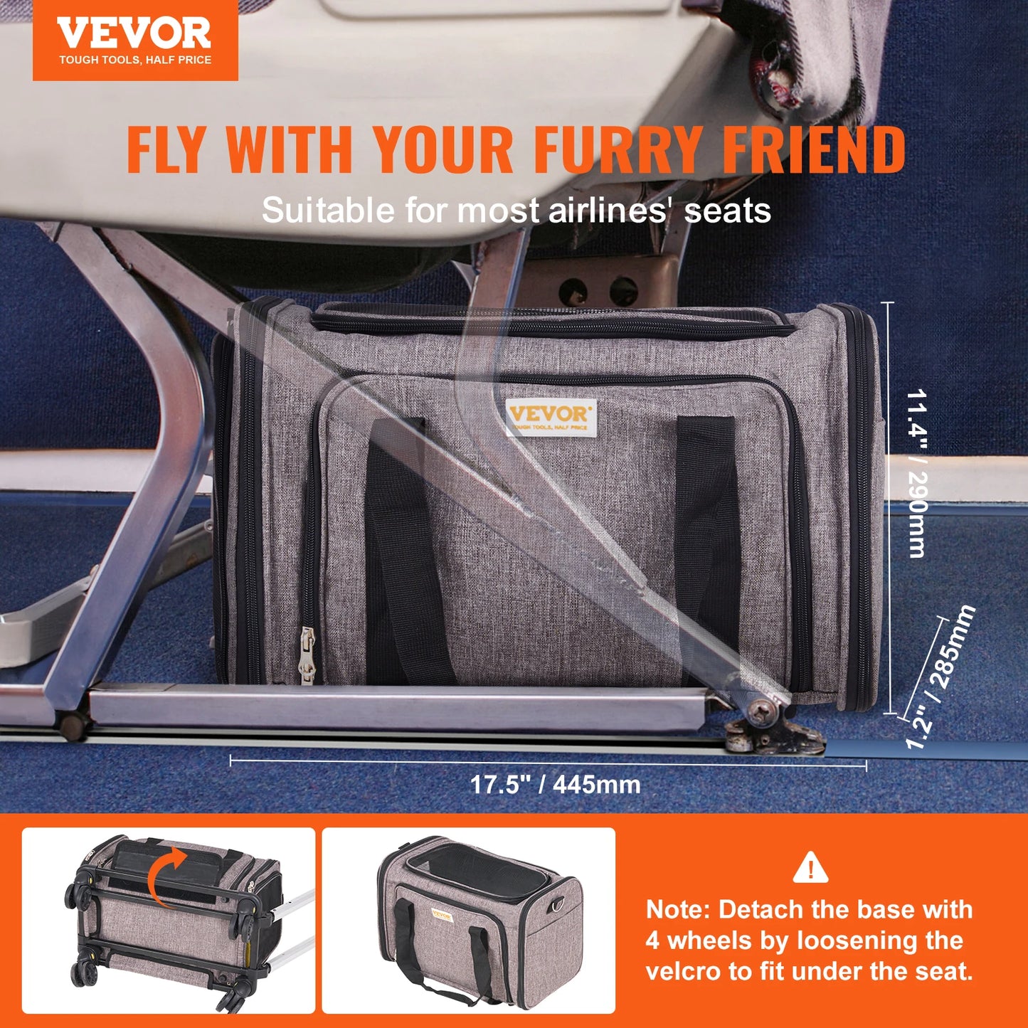 Pet Carrier Backpack With Wheels And Telescopic Handle For Travel