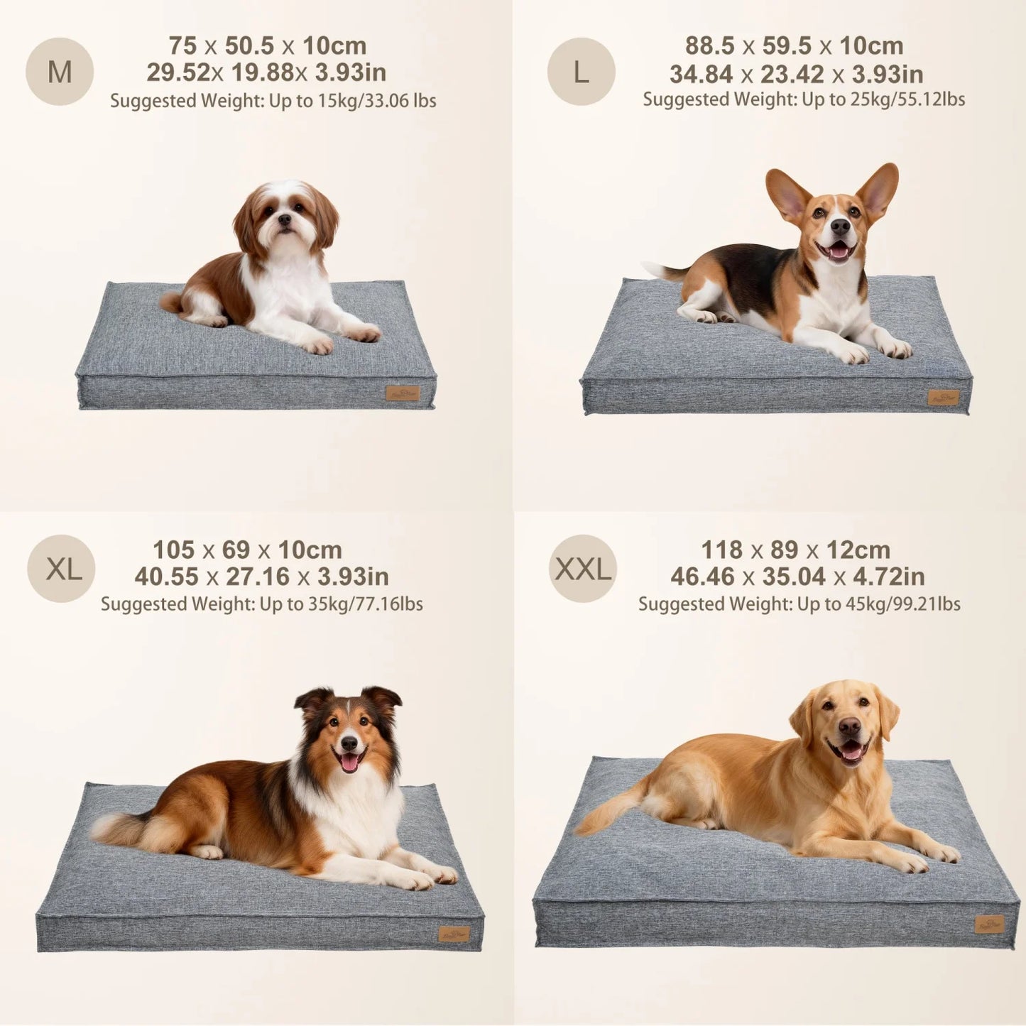 BINGOPAW Waterproof Linen Cover Dog Bed With Foam Base