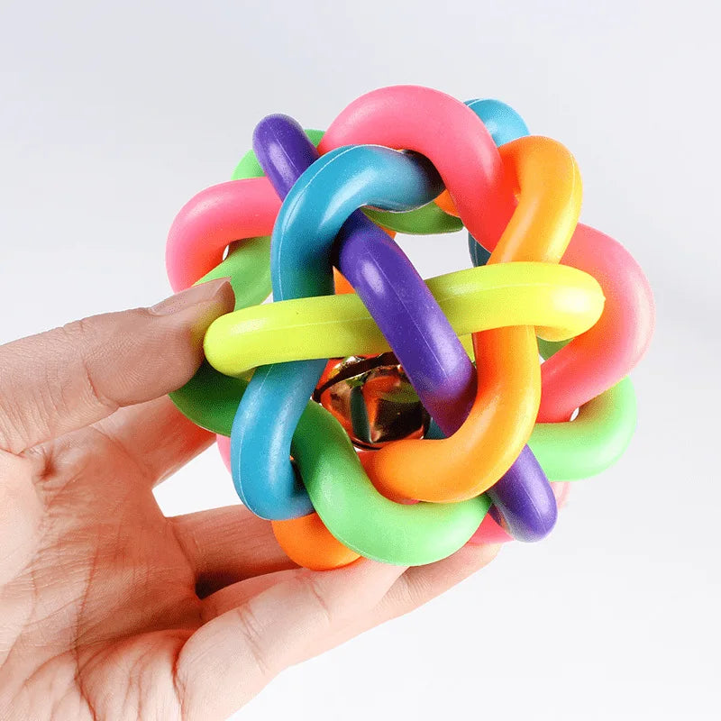Woven Bell Dog Toy Bite Resistant Rubber Chew Ball Fetch