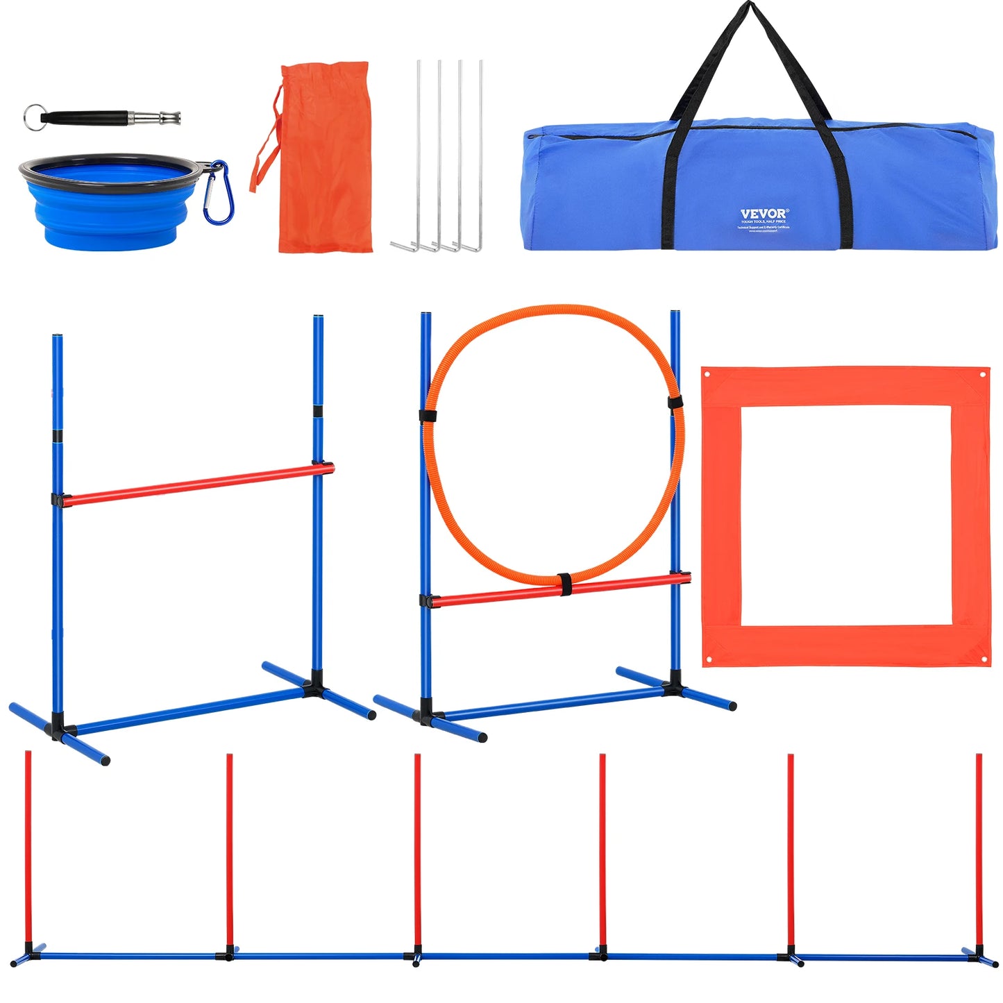 Dog Agility Training Equipment Set With Adjustable High Hurdles
