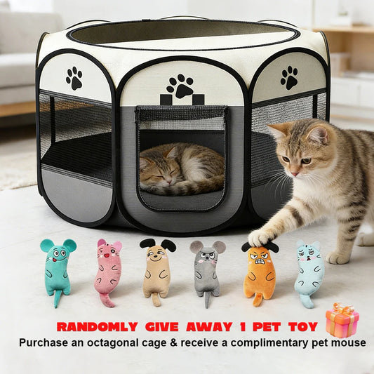 Foldable Octagonal Pet Playpen Portable Travel Tent With Scratch Resistance - Paws and Pro's Outfitters