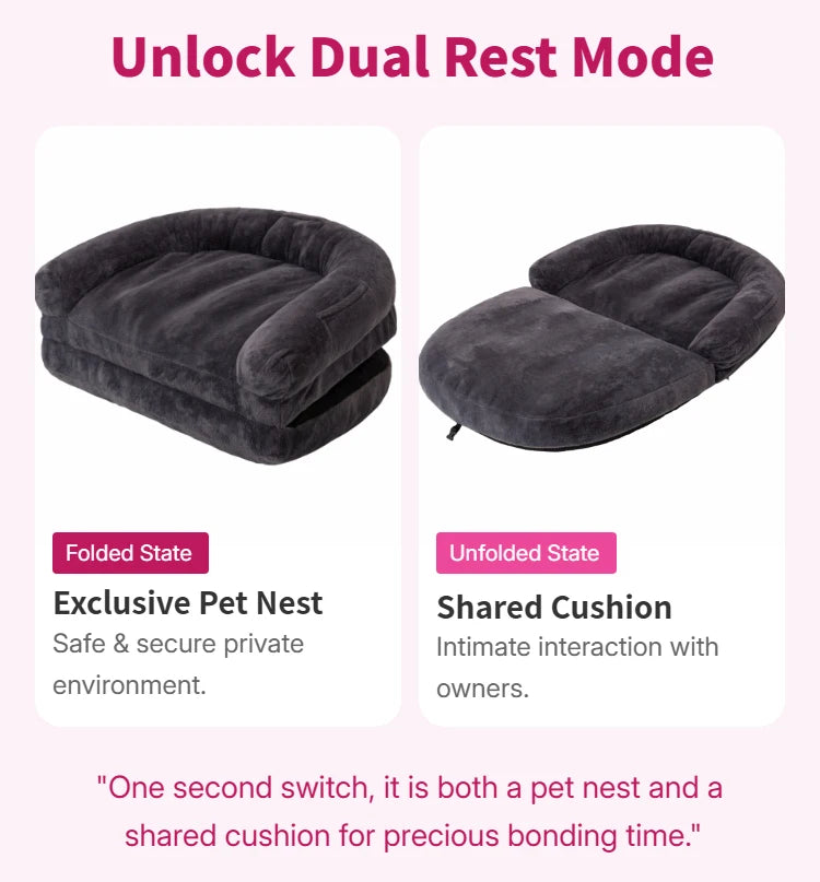 Dual-Use Pet Bed Foldable Cozy Cuddler for Pets and Owners
