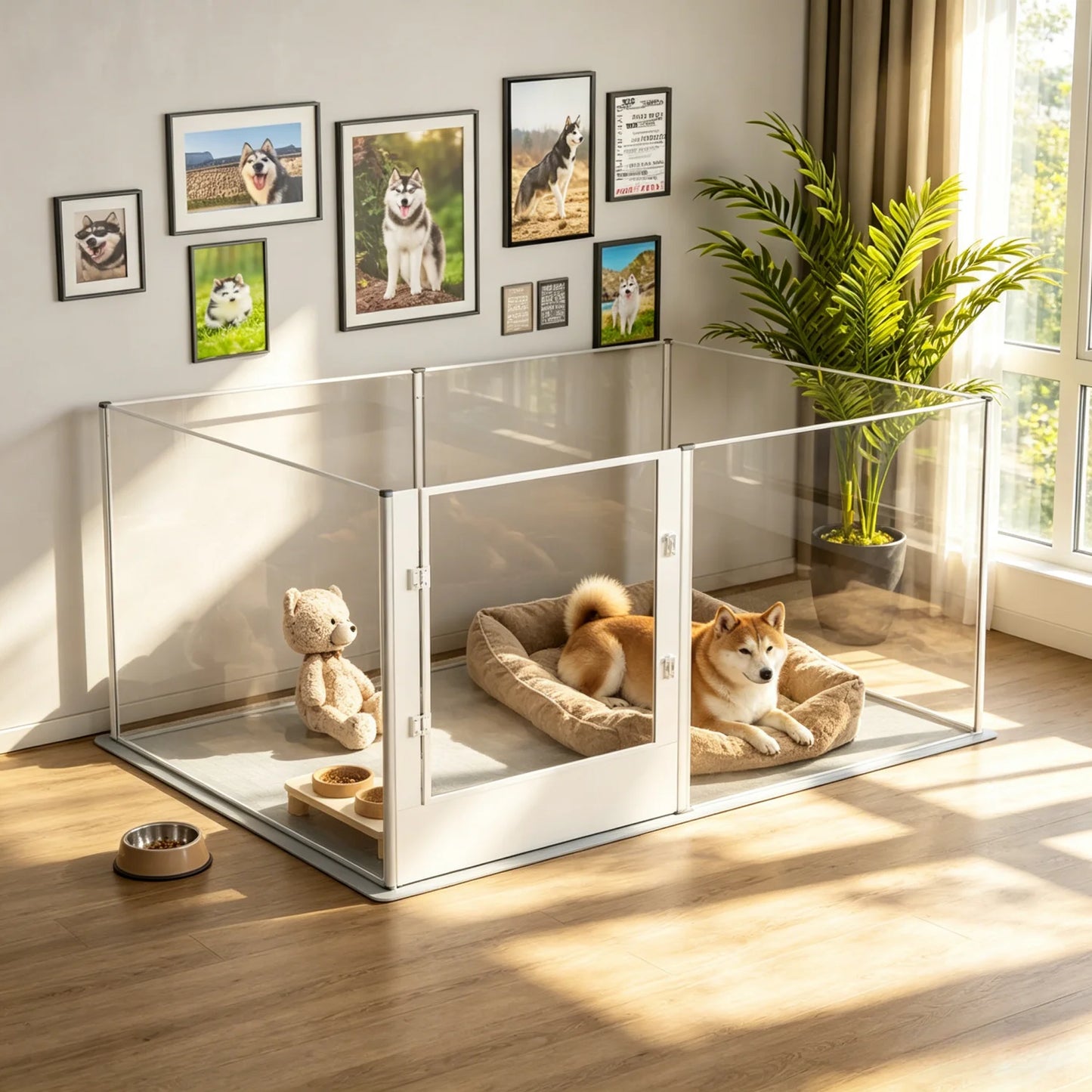 BINGOPAW Acrylic Dog Playpen Fence Indoor Exercise Pen