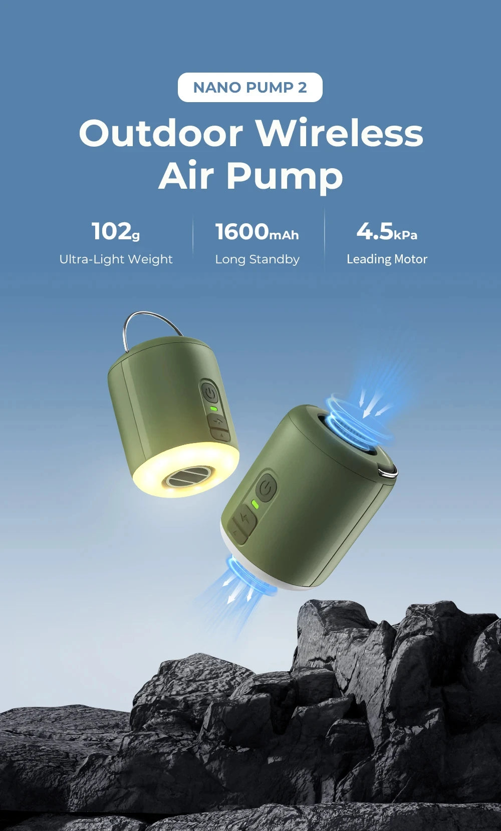 Tiny Air Pump With Magnetic Design And Camping Lantern