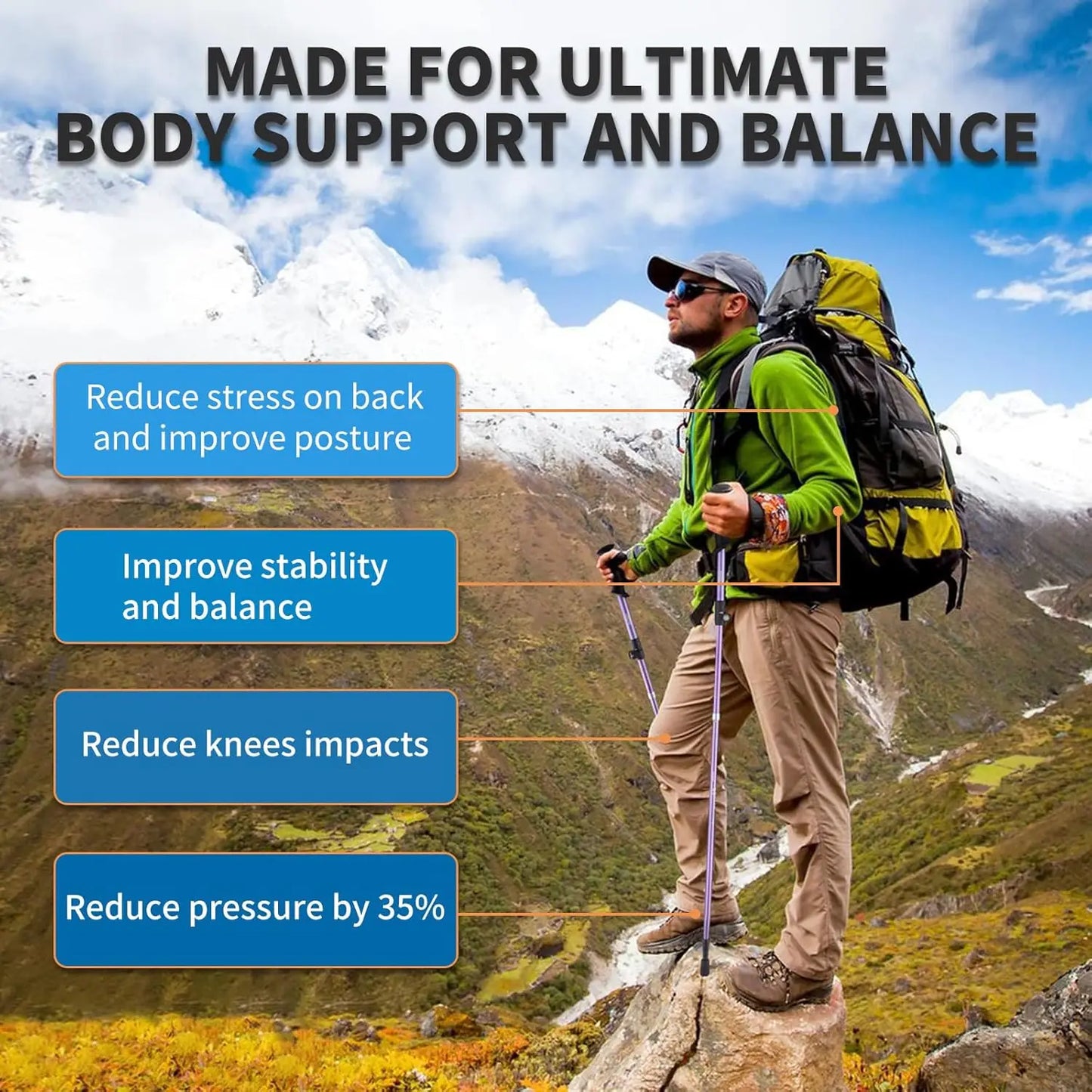AISUN Outdoor Lightweight Adjustable Trekking Poles For Hiking