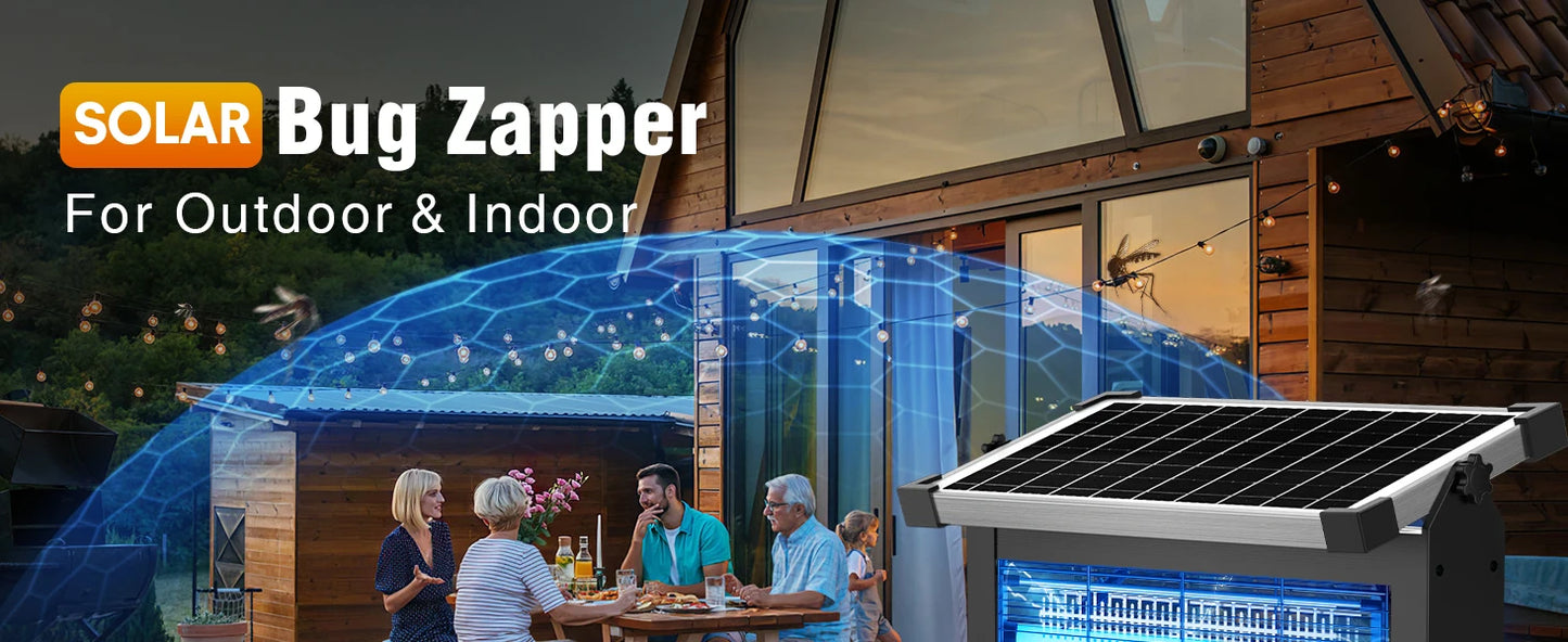 Solar Bug Zapper 4500V Outdoor Mosquito Zapper Waterproof Garden