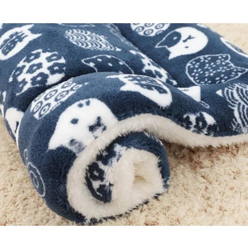 Soft Coral Fleece Pet Sleeping Mat With Bear Pattern