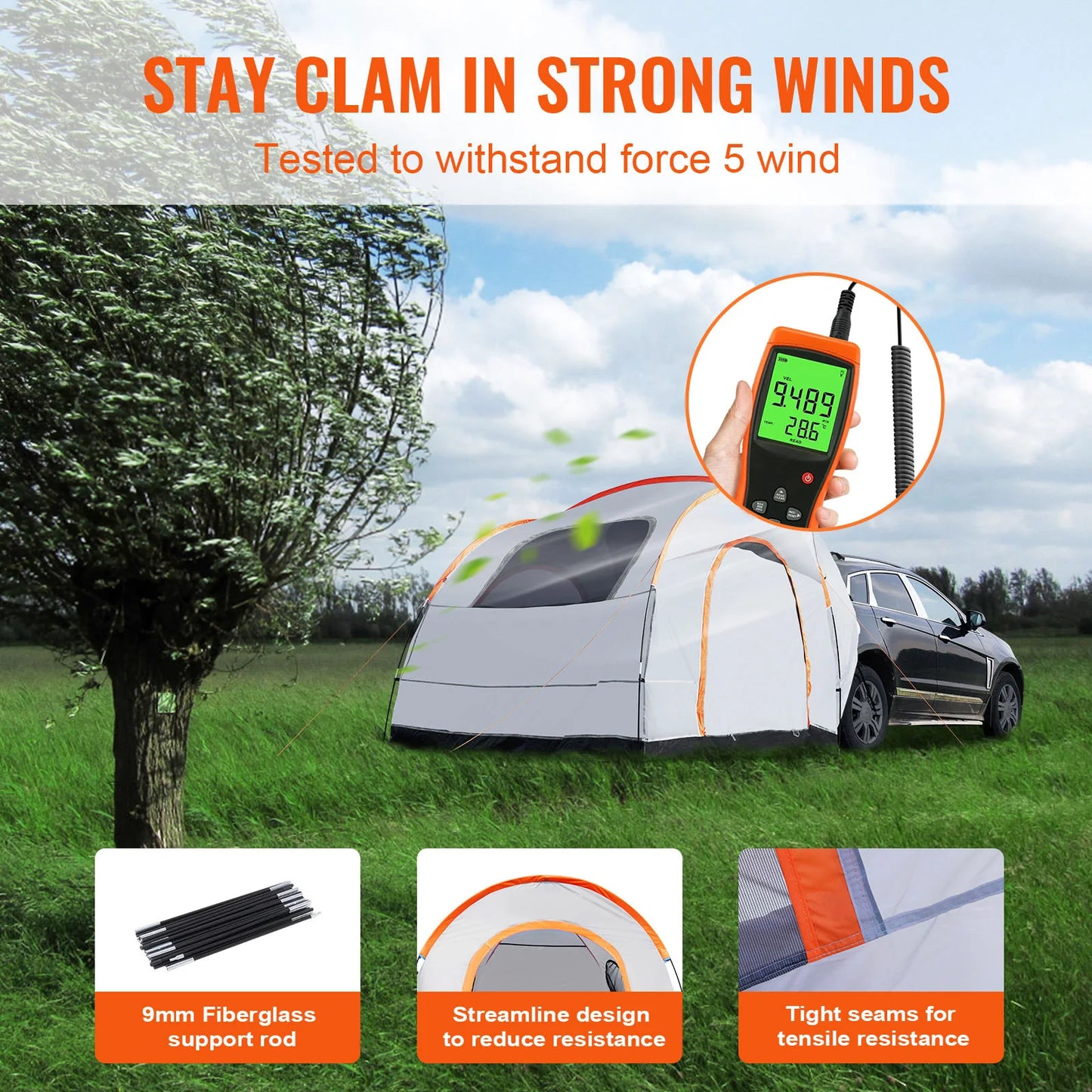 SucceBuy SUV Camping Tent Rear Attachment For Van Hatch Tailgate