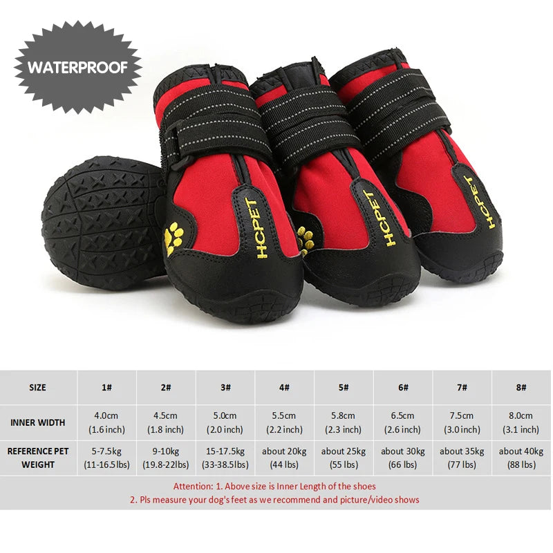 HCPET Waterproof Outdoor Dog Boots Set Durable Breathable