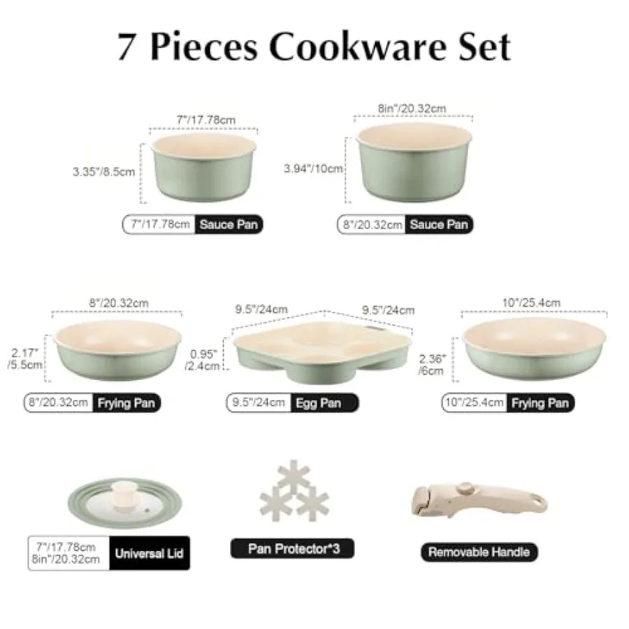 Nonstick Ceramic Pots And Pans Set With Detachable Handle Induction